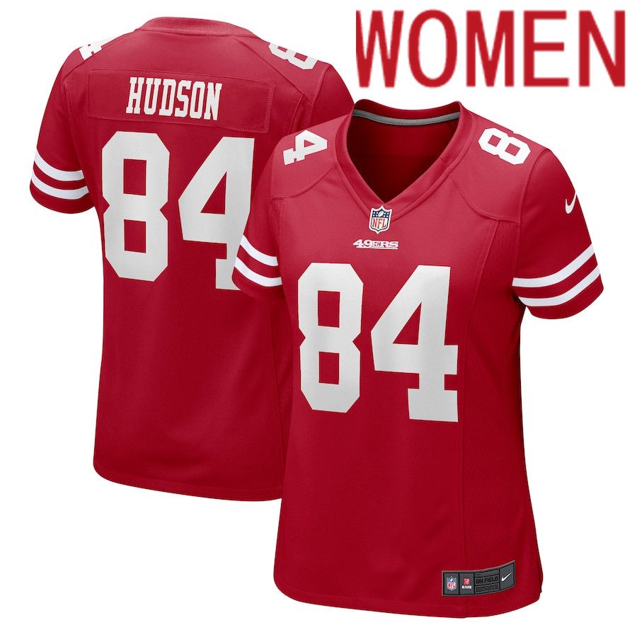 Women San Francisco 49ers #84 Tanner Hudson Nike Scarlet Game NFL Jersey->women nfl jersey->Women Jersey